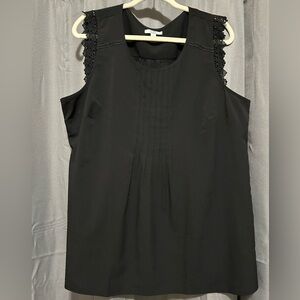 Lace Trimmed Sleeves Black Tank Top